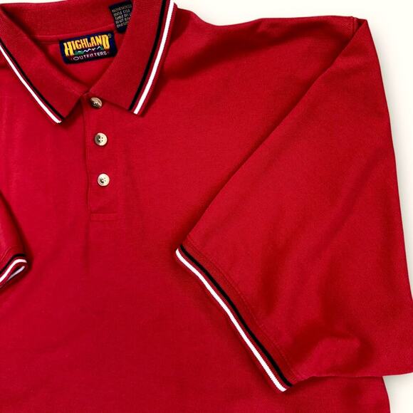 Highland Outfitters Vintage Short Sleeves Golf Polo Shirt 3 Buttons Size L Red - Picture 5 of 12